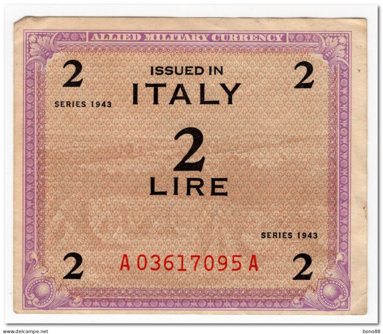 ITALY,ALLIED MILITARY CURRENCY,2 LIRE,1943,P.M11,VF+ - Occupation Alliés Seconde Guerre Mondiale