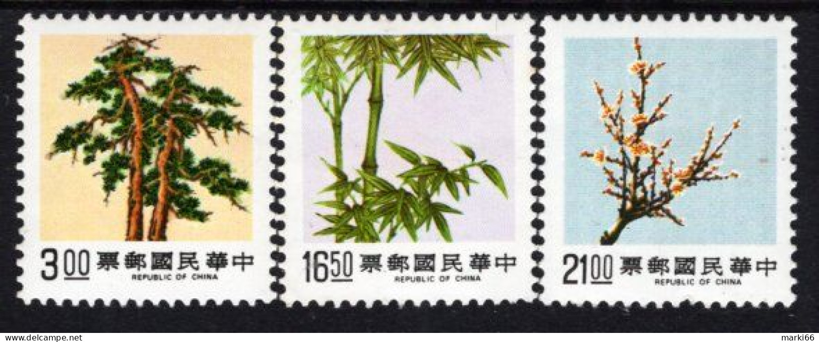 Taiwan - 1989 - Three Friends Of Winter IV - Trees - Pine, Bamboo, Plum - Mint Definitive Stamp Set - Neufs