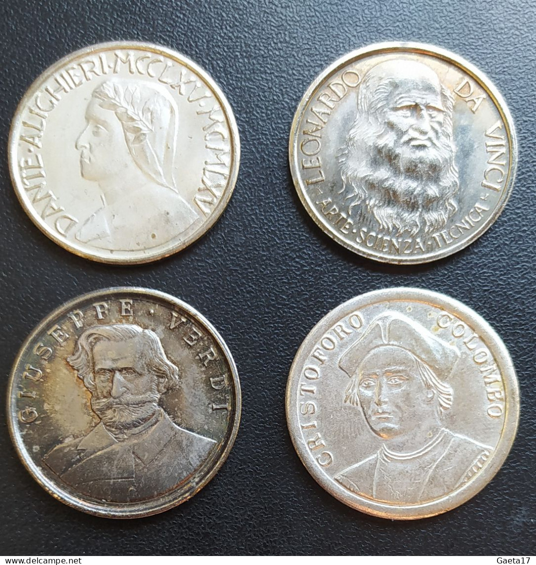 Dante Alighieri, Cristoforo Colombo, Leonardo Da Vinci E Giuseppe Verdi - Souvenirmunten (elongated Coins)