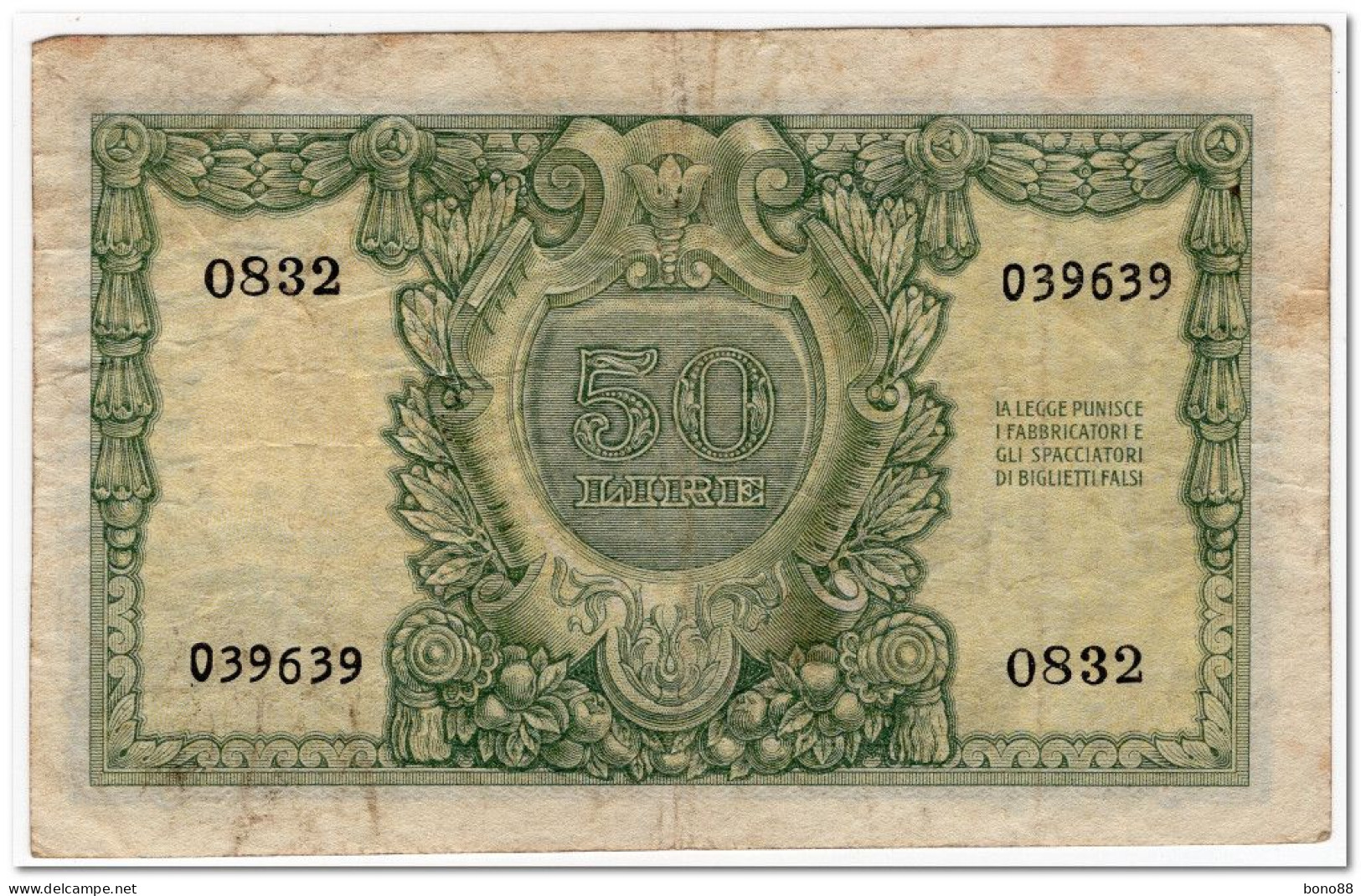 ITALY,50 LIRE,1951,P.91a,F - 50 Liras