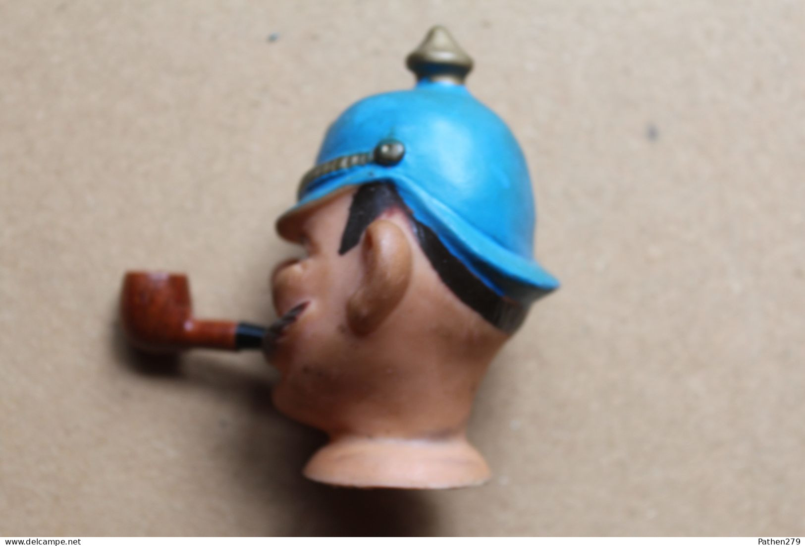 Tête De Marionette Soldat Prussien Avec Pipe En Caoutchouc - Marionetten