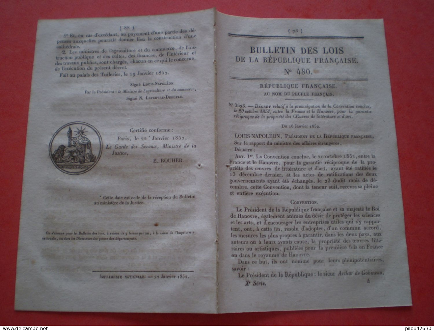 Lois: Convention France Havane Sur Oeuvres D'art. Organisation Cour Des Comptes. Amnistie Délits De Forêts & De Pêche - Decreti & Leggi