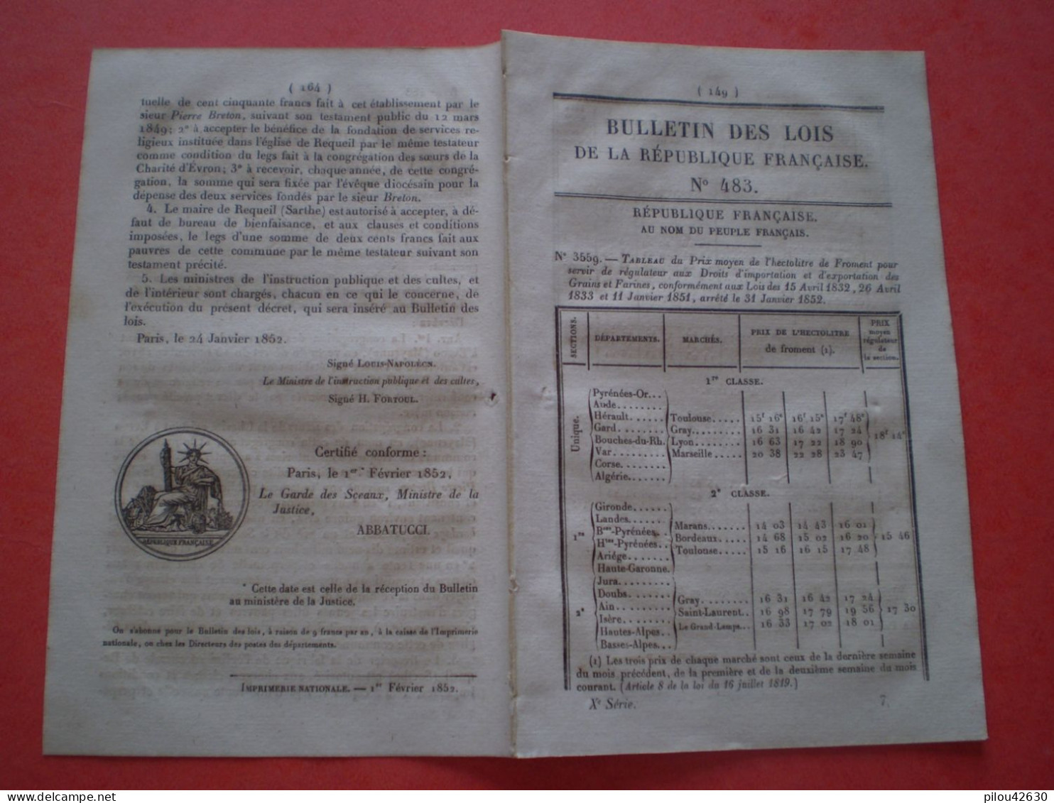 Lois: Exercice De La Pêche Côtière. Etablissement De Soeurs à Requeil. Amnistie Infractions Au Service De La Garde Nle - Decreti & Leggi