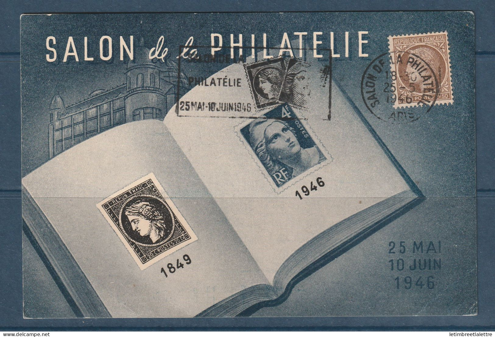 France - YT N° 681 - Carte Postale - Salon De La Philatélie - Carte Officielle - 1946 - Francobolli (rappresentazioni)