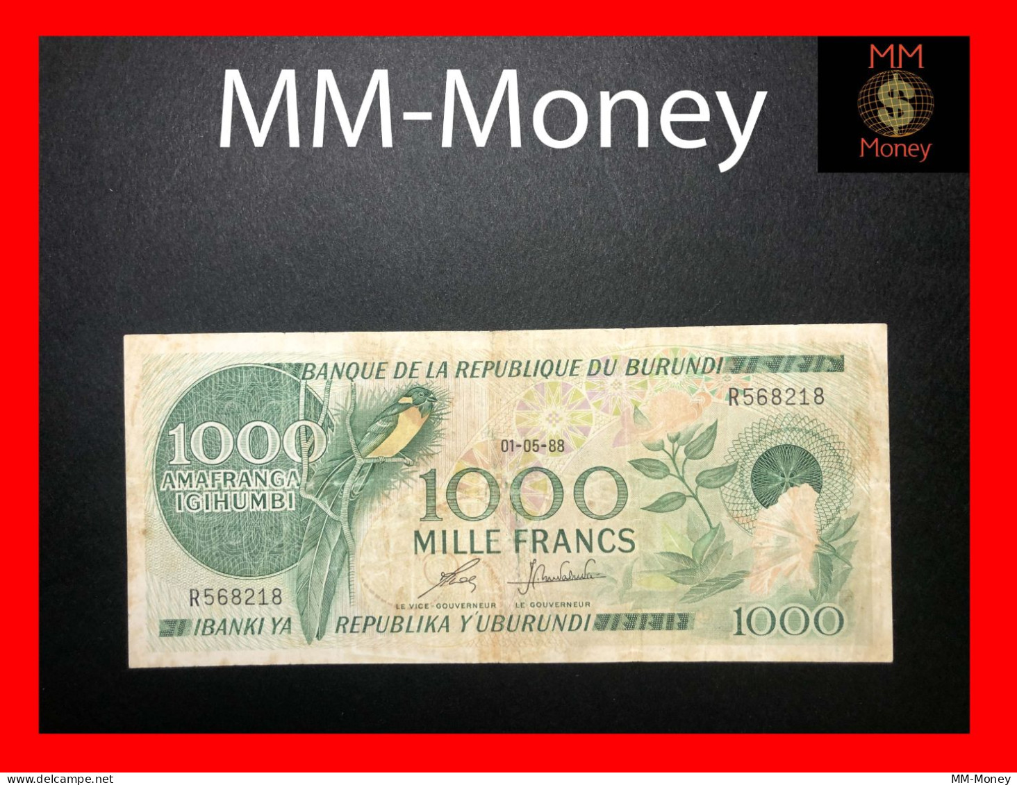 BURUNDI 1.000  1000 Francs 1.5.1988   P. 31   *scarce*  F \ VF - Burundi