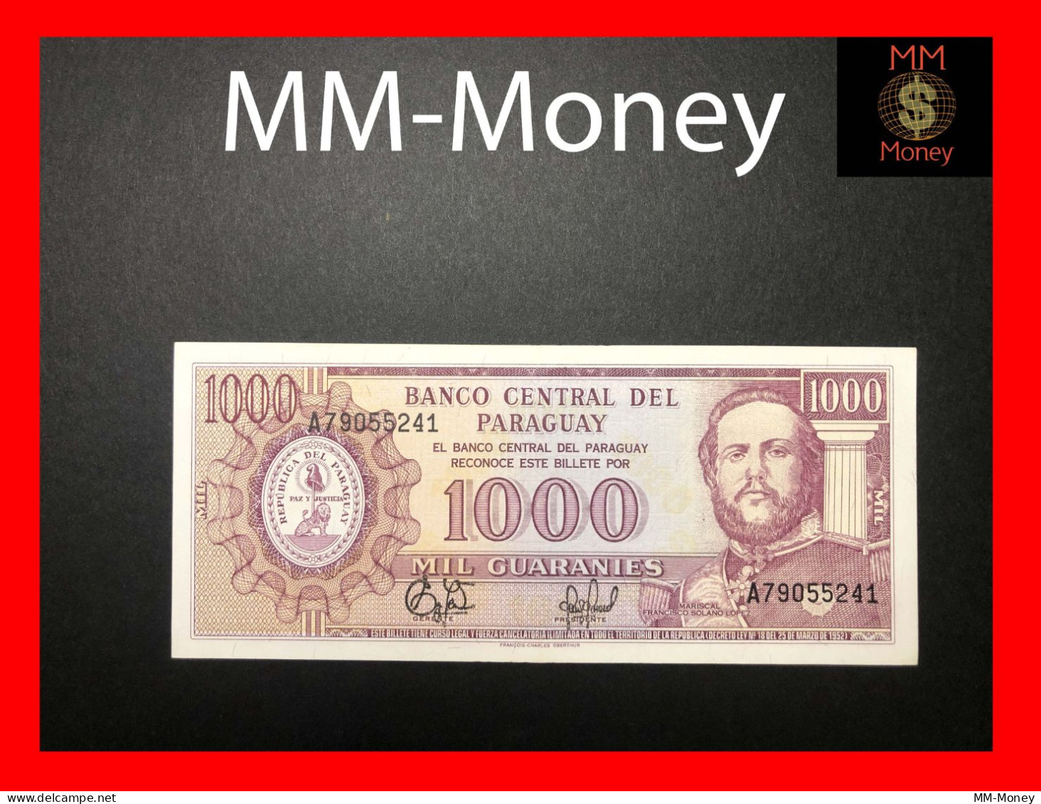 PARAGUAY 1.000  1000 Guaranies  1995  P. 213  "printer FCO"     XF - Paraguay