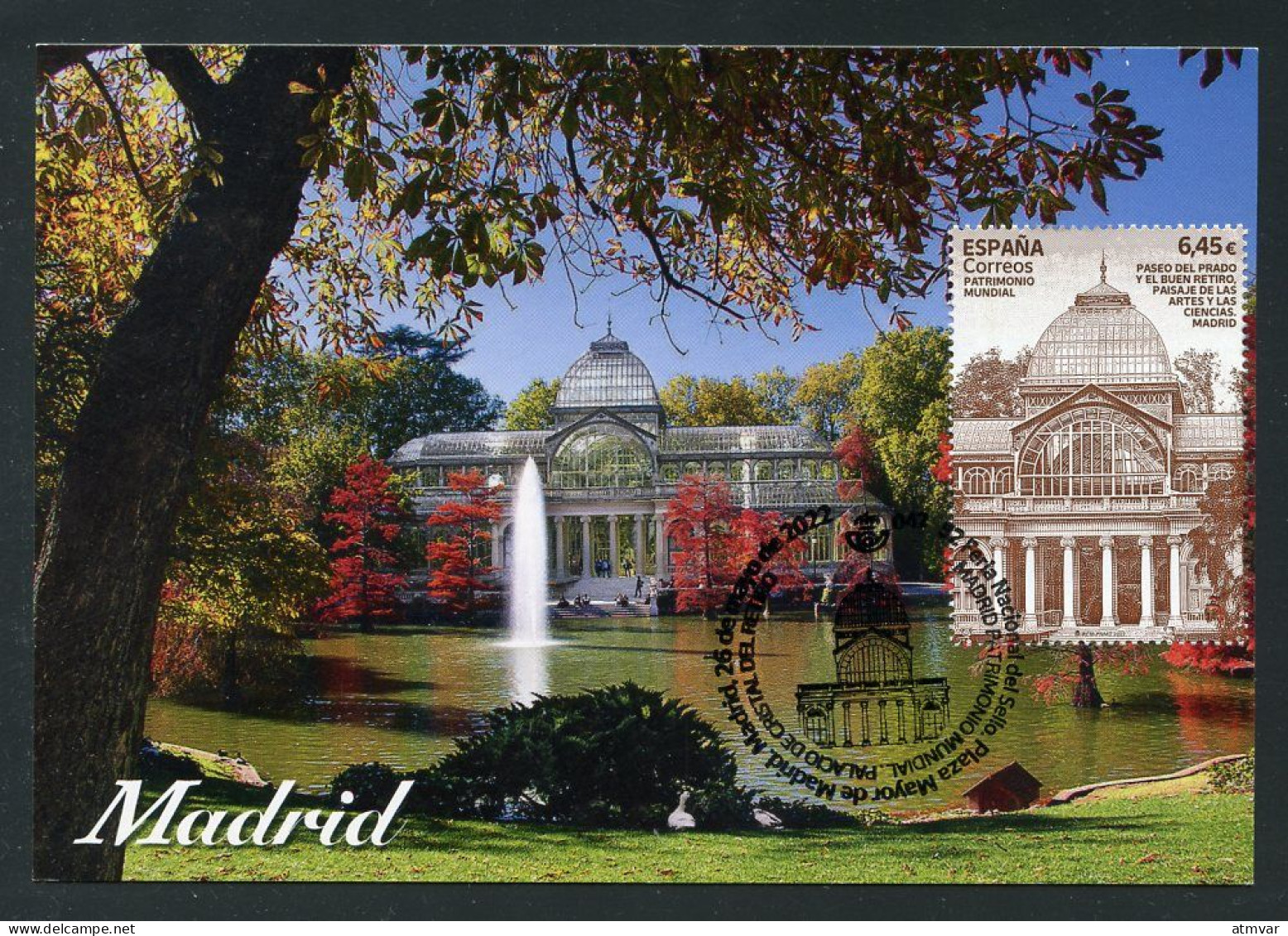 ESPAÑA SPAIN (2022) - Carte Maximum Card Madrid Palacio De Cristal Del Retiro Patrimonio Humanidad UNESCO World Heritage - Tarjetas Máxima