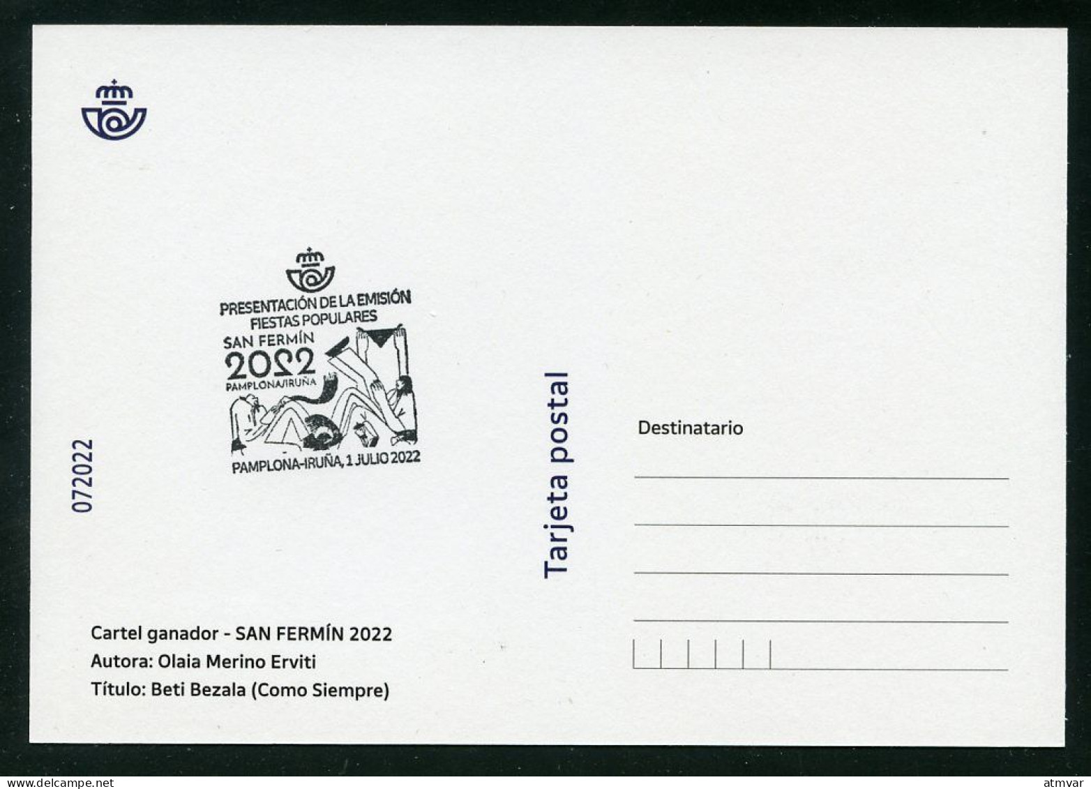 ESPAÑA SPAIN (2022) - Carte Maximum Card Tarjeta Máxima Fiestas San Fermín 2022 Pamplona Iruña, Festival, Sanfermines - Tarjetas Máxima