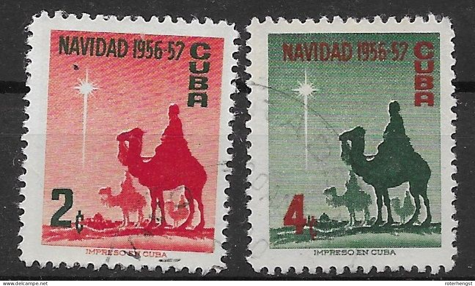 Cuba VFU Christmas 1956 3 Euros - Used Stamps
