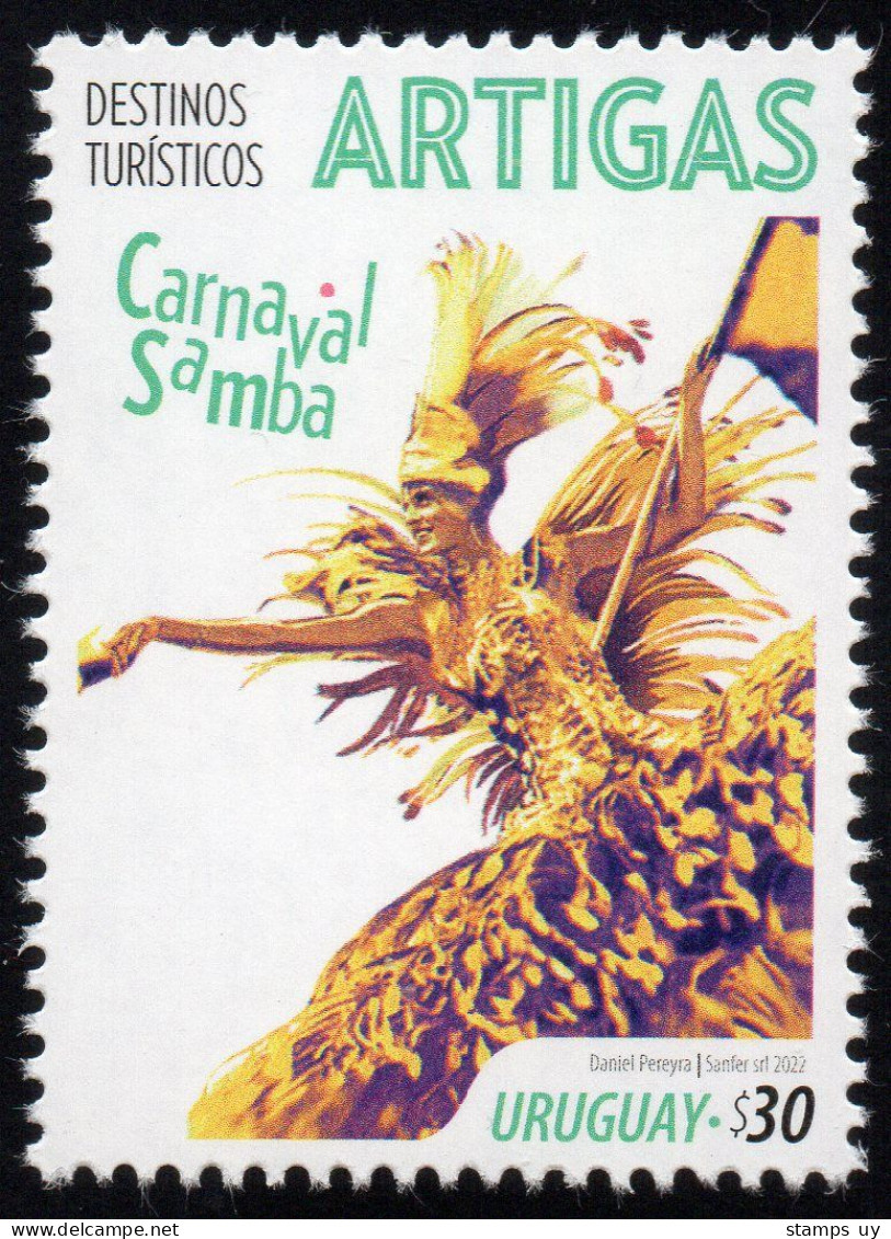 URUGUAY 2022 (Tourism, Artigas, Samba Dance, Music, Carnival, Parade, Minerals, Amethyst) - 5x Stamps START 20% OFF - Carnavales