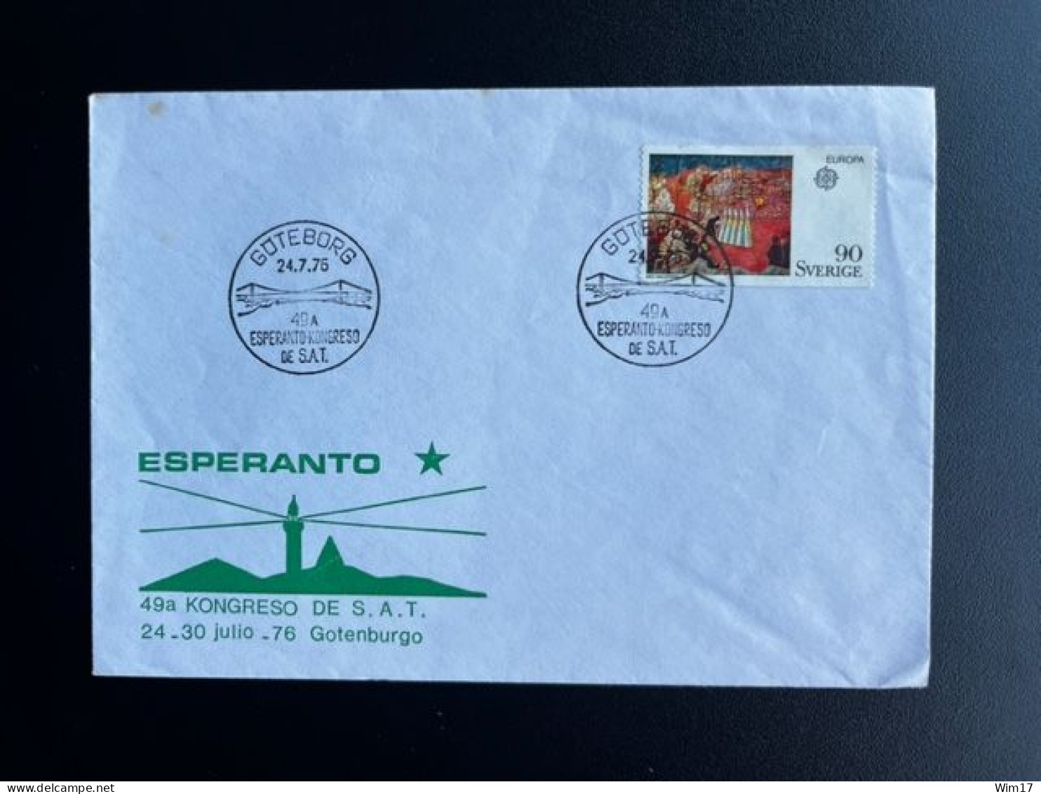 SWEDEN SVERIGE 1976 COVER 49TH ESPERANTO CONGRESS S.A.T. 24/30-07-1976 GOTEBORG ZWEDEN - Storia Postale