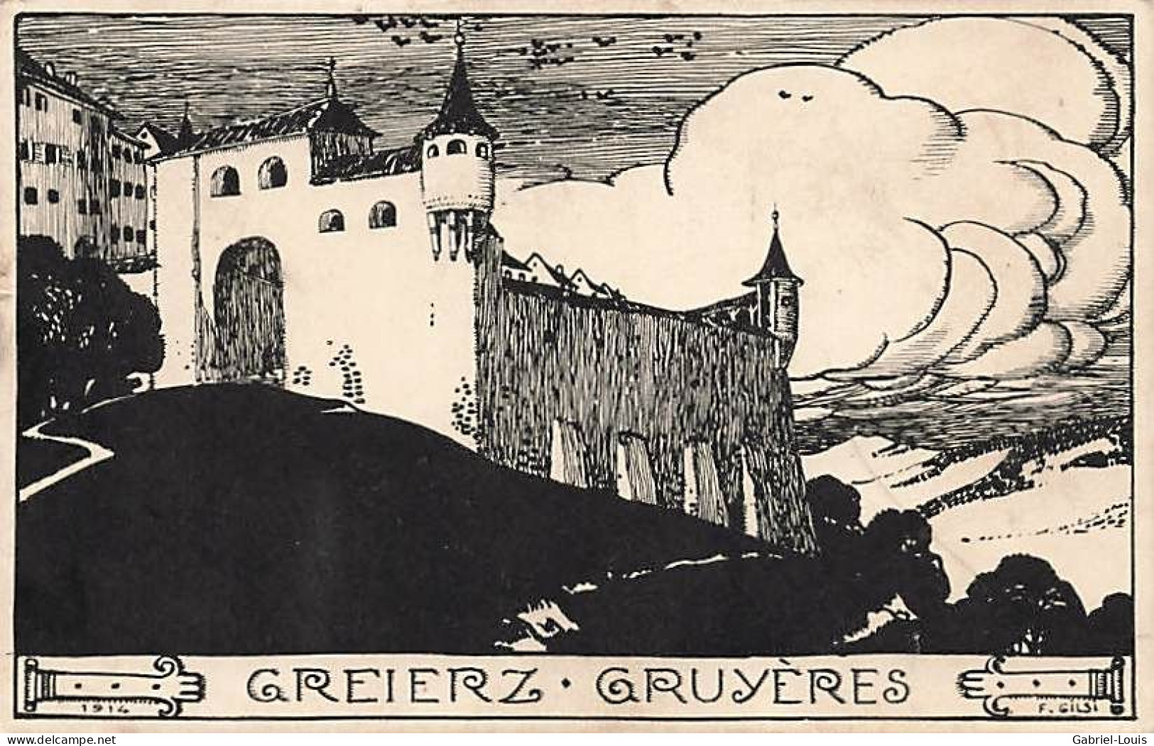 Gruyères Greierz Pro Juventute Château Gruyère Litho - Gruyères
