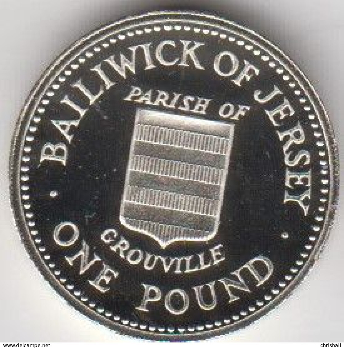 Jersey One Pound Coin Grouville Silver Proof Dated 1986 Parish Coin Series - Jersey