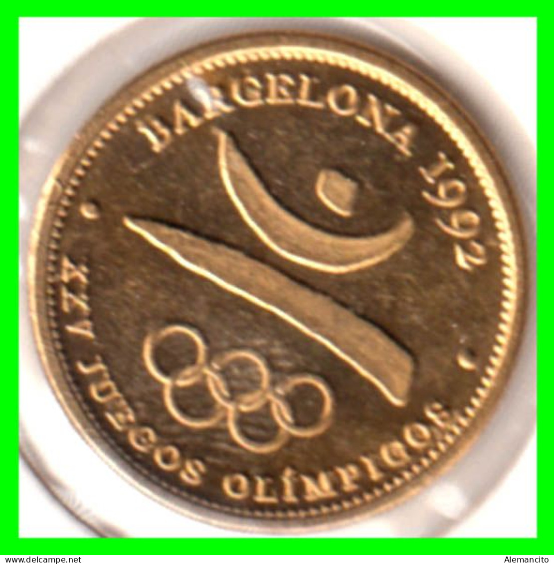 ESPAÑA  ( EUROPA ) - MEDALLA JUEGOS OLIMPICOS BARCELONA 92 ( BAÑADA EN ORO 22 KILATES) - Souvenirmunten (elongated Coins)