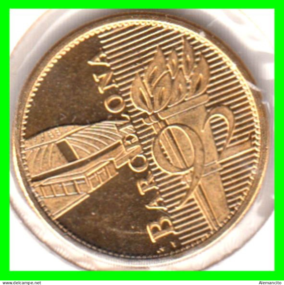 ESPAÑA  ( EUROPA ) - MEDALLA JUEGOS OLIMPICOS BARCELONA 92 ( BAÑADA EN ORO 22 KILATES) - Monedas Elongadas (elongated Coins)