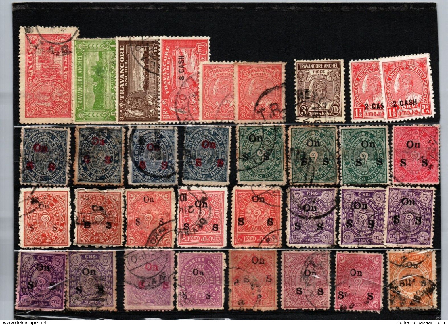 Princely States Of India Feudatory State Travancore Overprints Lot Stamps - Travancore