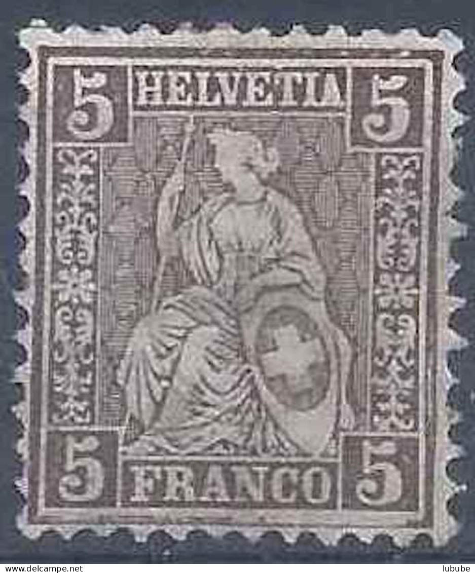 Sitzende Helvetia 45, 5 Rp.braun *  ABART        1881 - Ungebraucht