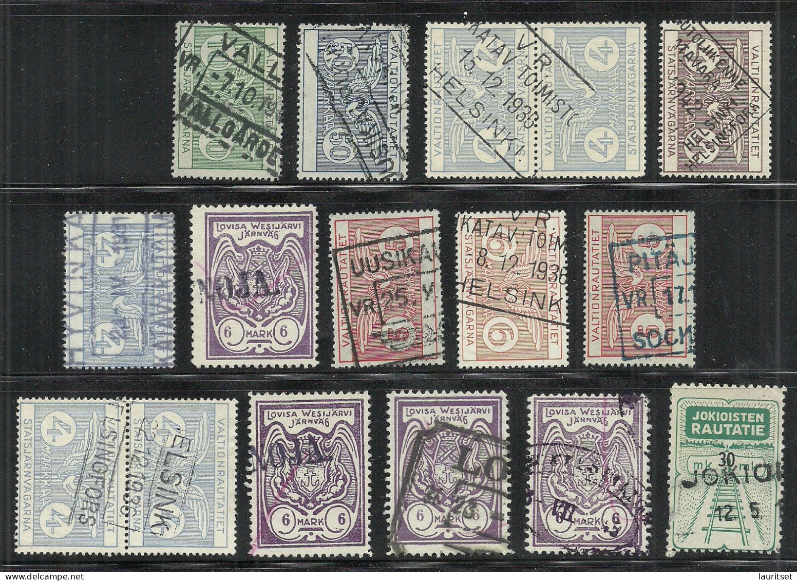 FINLAND FINNLAND 1920ies/1930ies Small Lot Of Railway Packet Stamps Eisenbahn Paketmarken O - Paketmarken