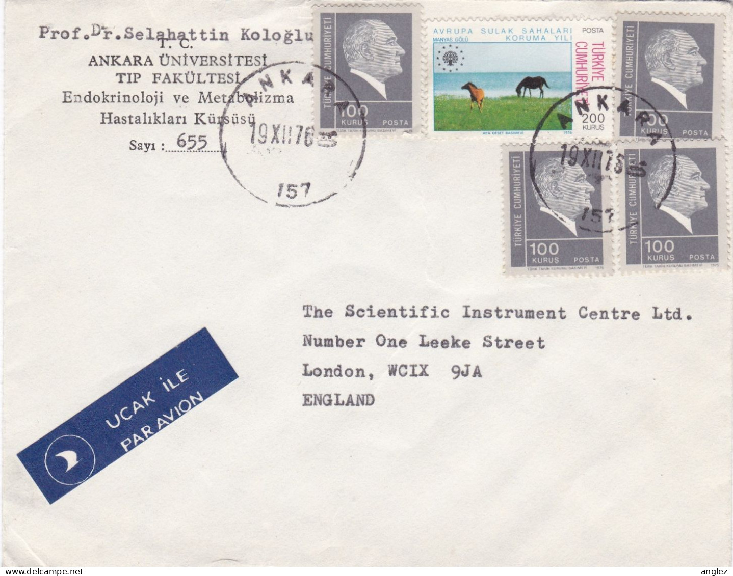 Turkey - 1976 Airmail Cover Ankara To UK - Brieven En Documenten