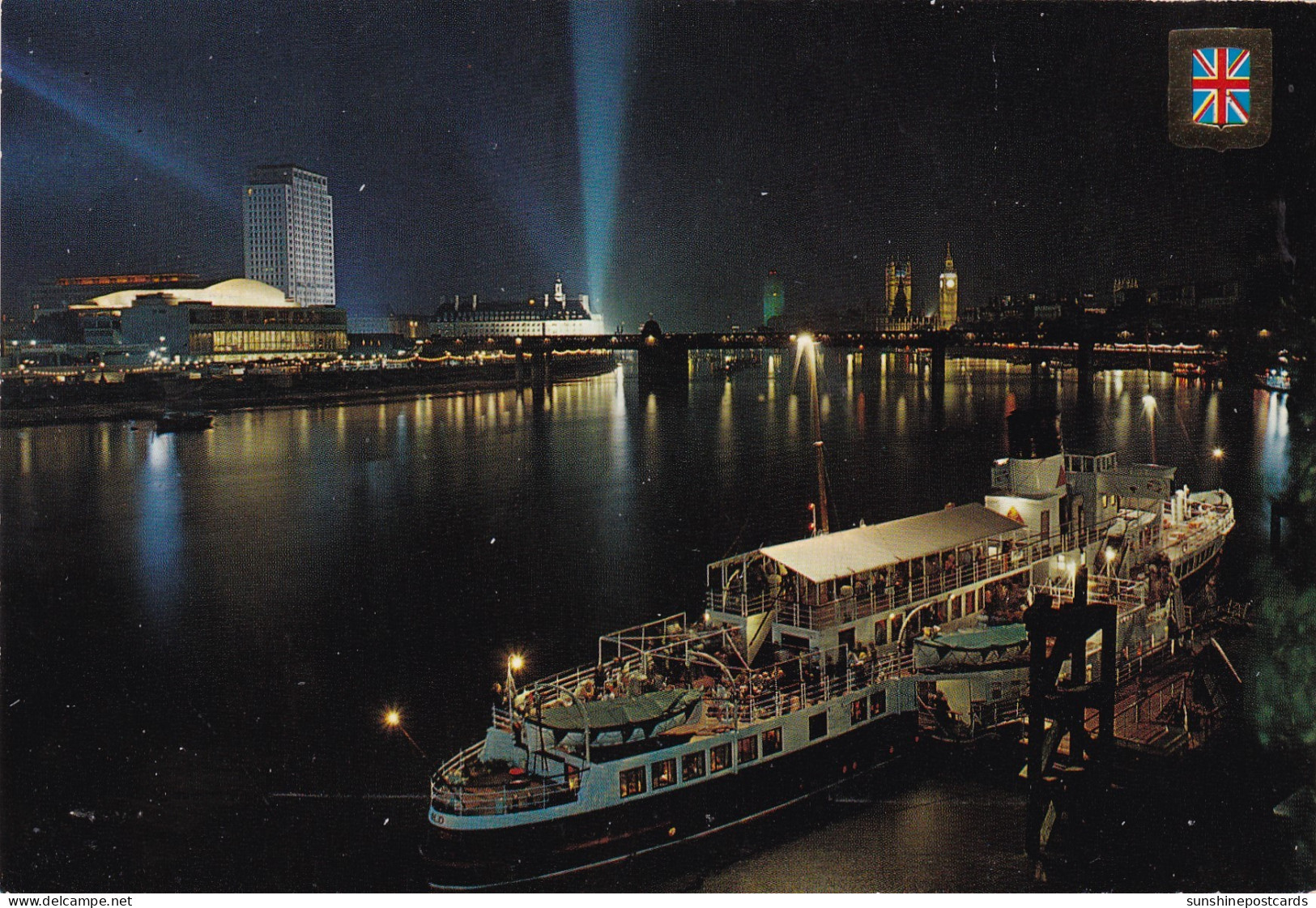 England London River THames From Waterloo Bridge By Night - River Thames