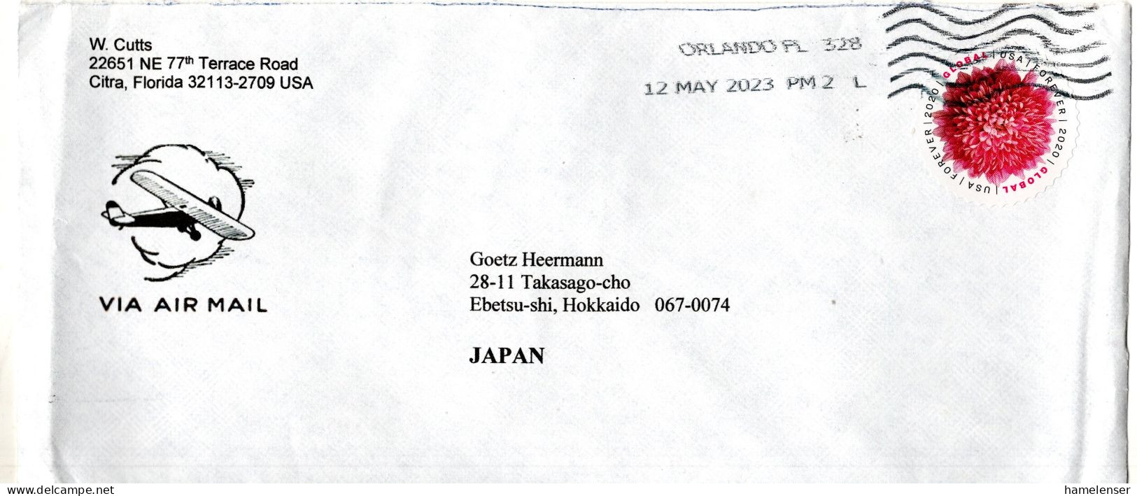 L68881 - USA - 2023 - "Global Forever" '20 EF A LpBf ORLANDO FL -> Japan - Other & Unclassified