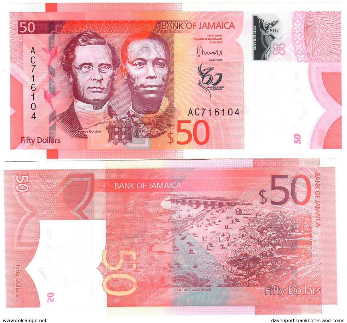 Jamaica 50 Dollars 2022 (2023) UNC - Jamaique