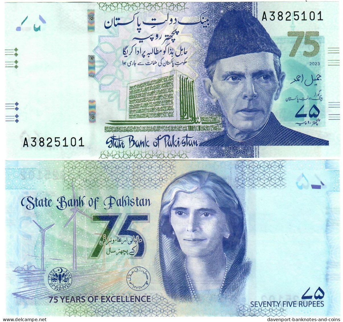 Pakistan 75 Rupees 2023 UNC Commemorative - Pakistan