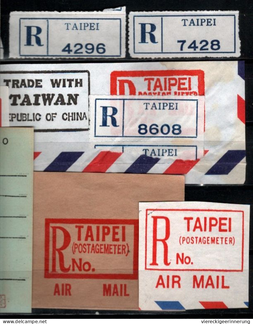 ! Lot Von 166 R-Zetteln Aus Taiwan, Taipei, Republic Of China, Einschreibzettel, Reco Label - Otros & Sin Clasificación