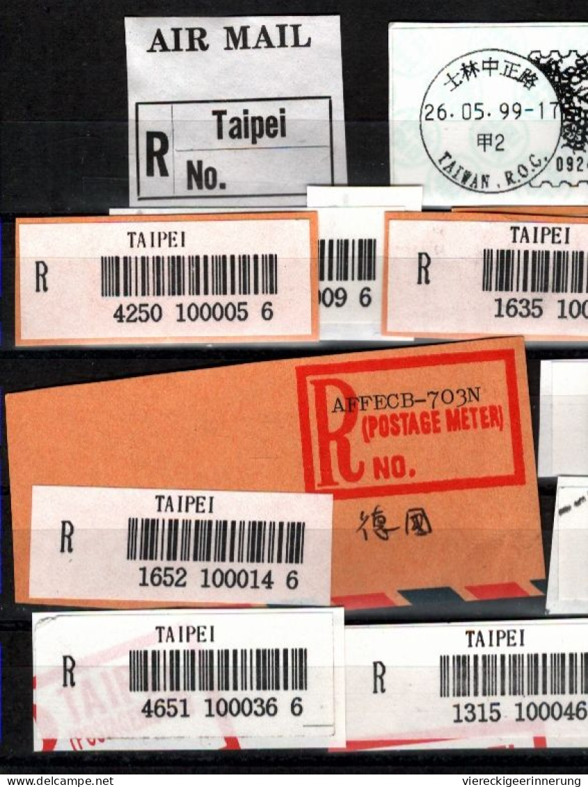 ! Lot Von 166 R-Zetteln Aus Taiwan, Taipei, Republic Of China, Einschreibzettel, Reco Label - Autres & Non Classés
