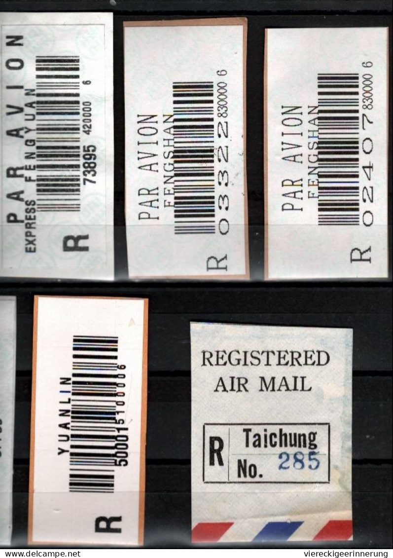 ! Lot von 166 R-Zetteln aus Taiwan, Taipei, Republic of China, Einschreibzettel, Reco Label