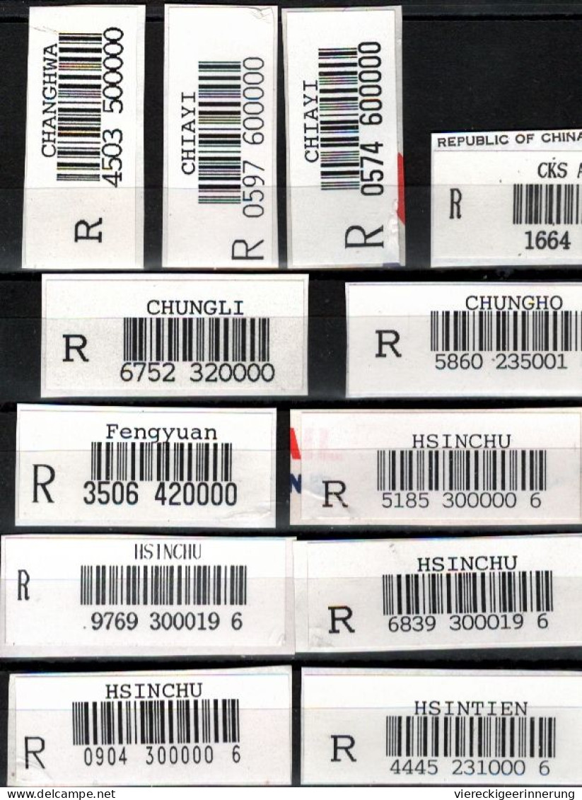 ! Lot von 166 R-Zetteln aus Taiwan, Taipei, Republic of China, Einschreibzettel, Reco Label