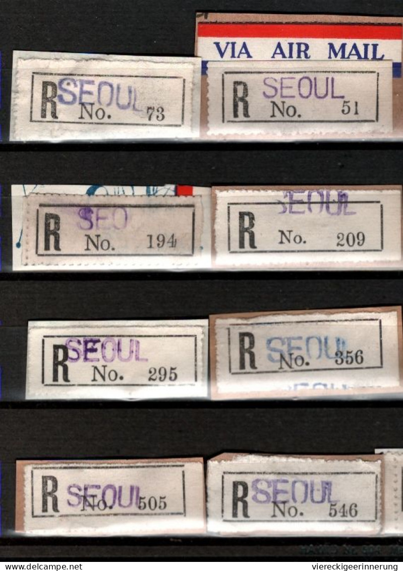 ! 3 Steckkarten Mit 66 R-Zetteln Aus Südkorea, South Korea, Seoul, Einschreibzettel, Reco Label - Korea, South