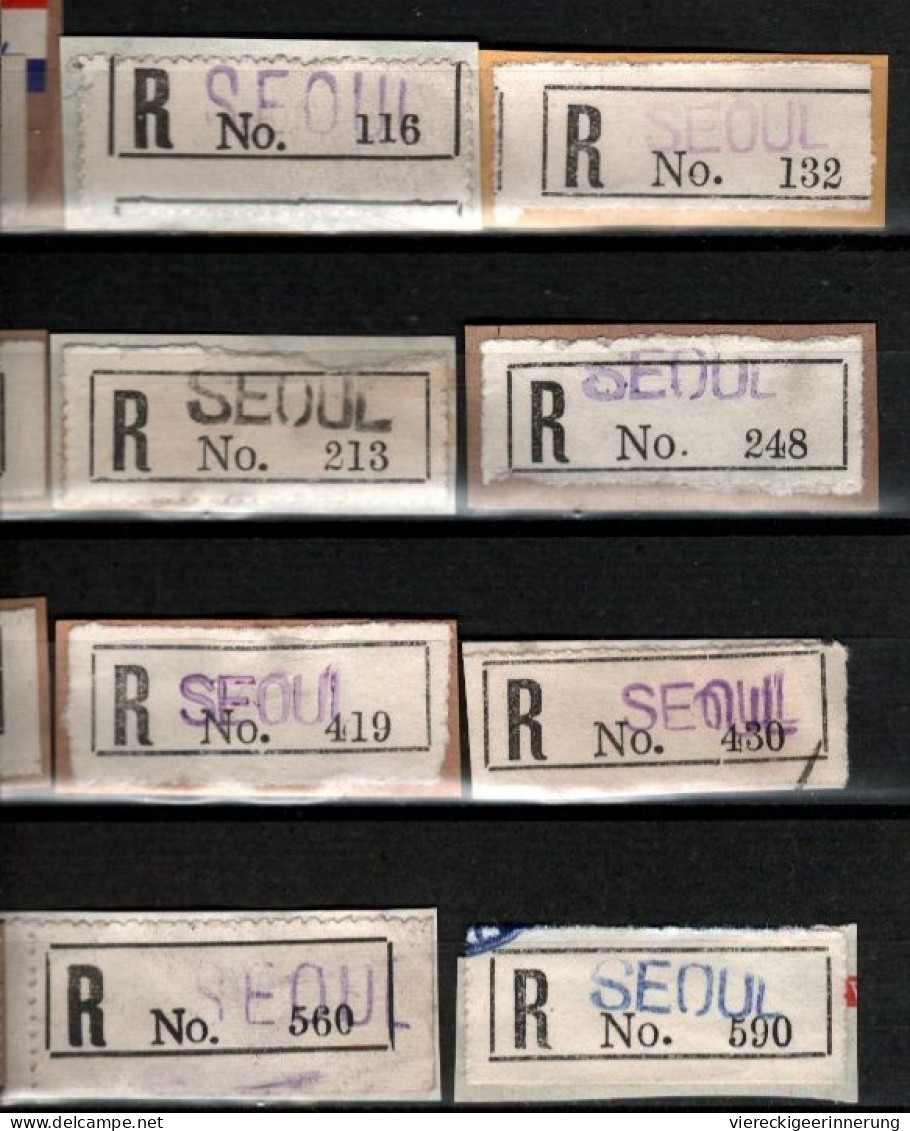 ! 3 Steckkarten Mit 66 R-Zetteln Aus Südkorea, South Korea, Seoul, Einschreibzettel, Reco Label - Corée Du Sud