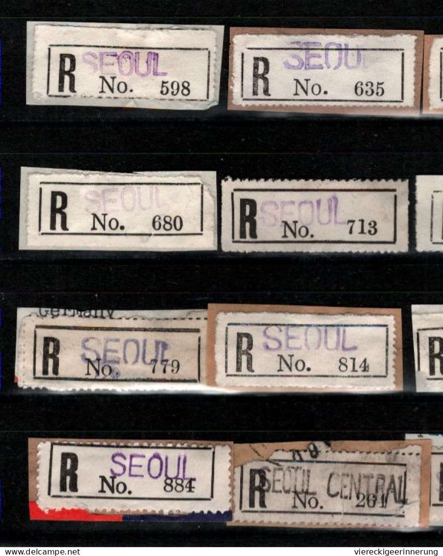 ! 3 Steckkarten Mit 66 R-Zetteln Aus Südkorea, South Korea, Seoul, Einschreibzettel, Reco Label - Korea, South