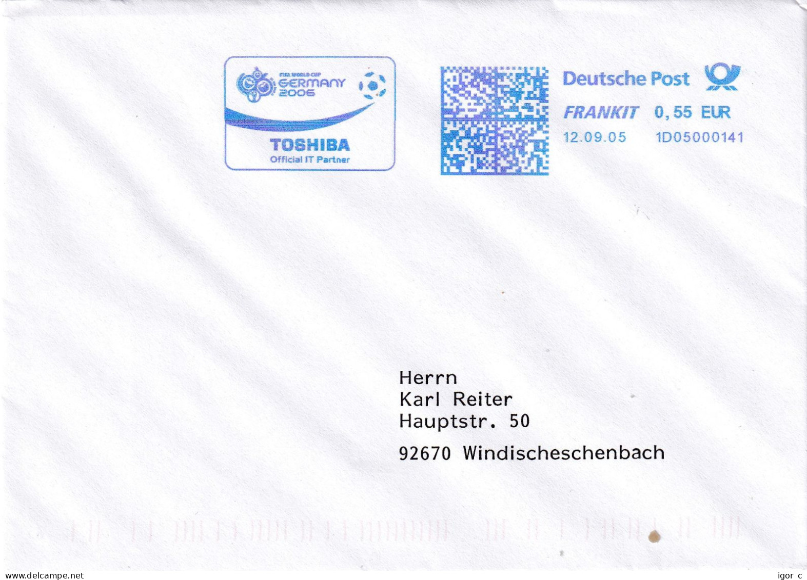 Germany 2005 Cover; Football Fussball Soccer Calcio; FIFA World Cup Germany; Logo EMA Meter Freistempel: Toshiba Frankit - 2006 – Germany