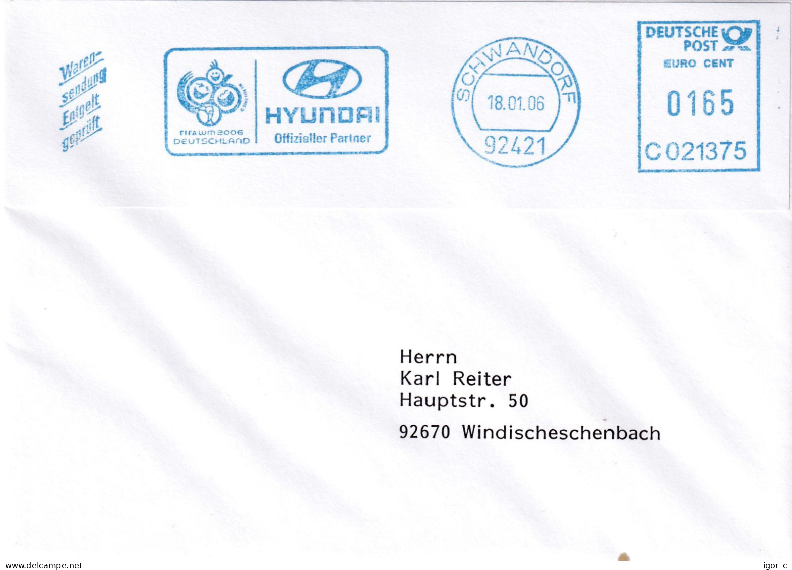 Germany 2005 Cover; Football Fussball Soccer Calcio FIFA World Cup Germany Logo EMA Meter Freistempel Hyundai Schwandorf - 2006 – Germany