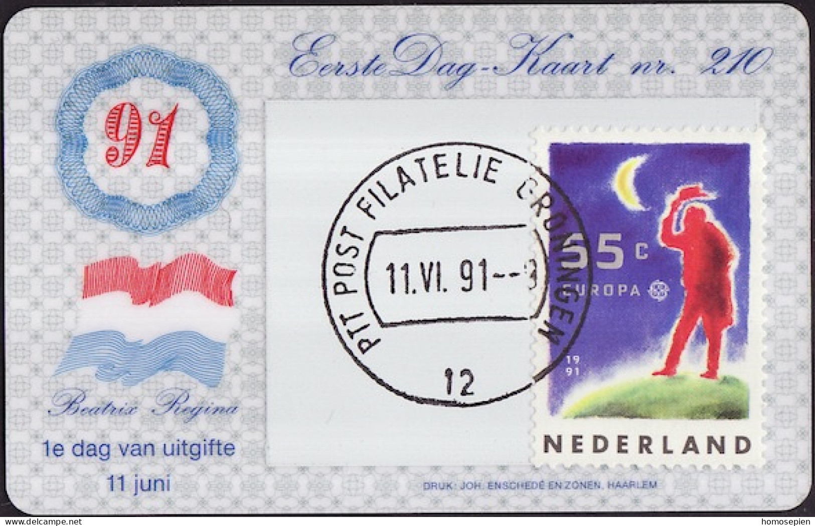 Pays Bas - Netherlands - Niederlande CPH 1991 Y&T N°1379 - Michel N°1409 - 55c EUROPA - Carte Philatélique - Maximum Cards