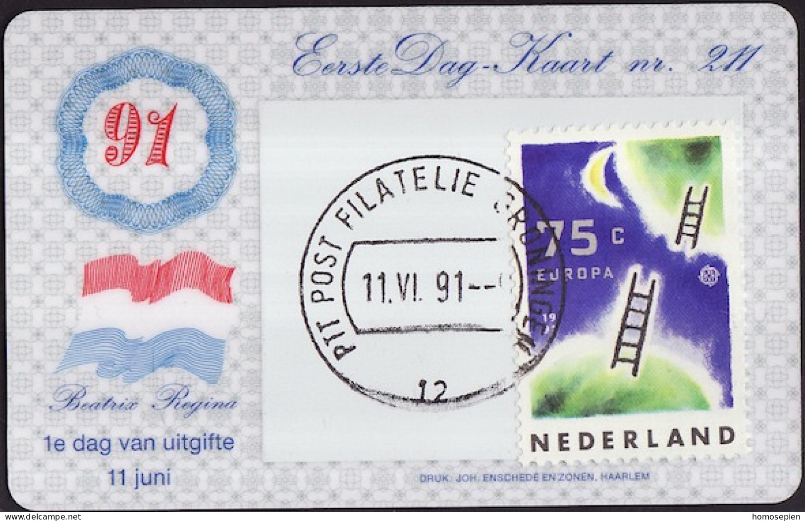 Pays Bas - Netherlands - Niederlande CPH 1991 Y&T N°1380 - Michel N°1410 - 75c EUROPA - Carte Philatélique - Cartoline Maximum