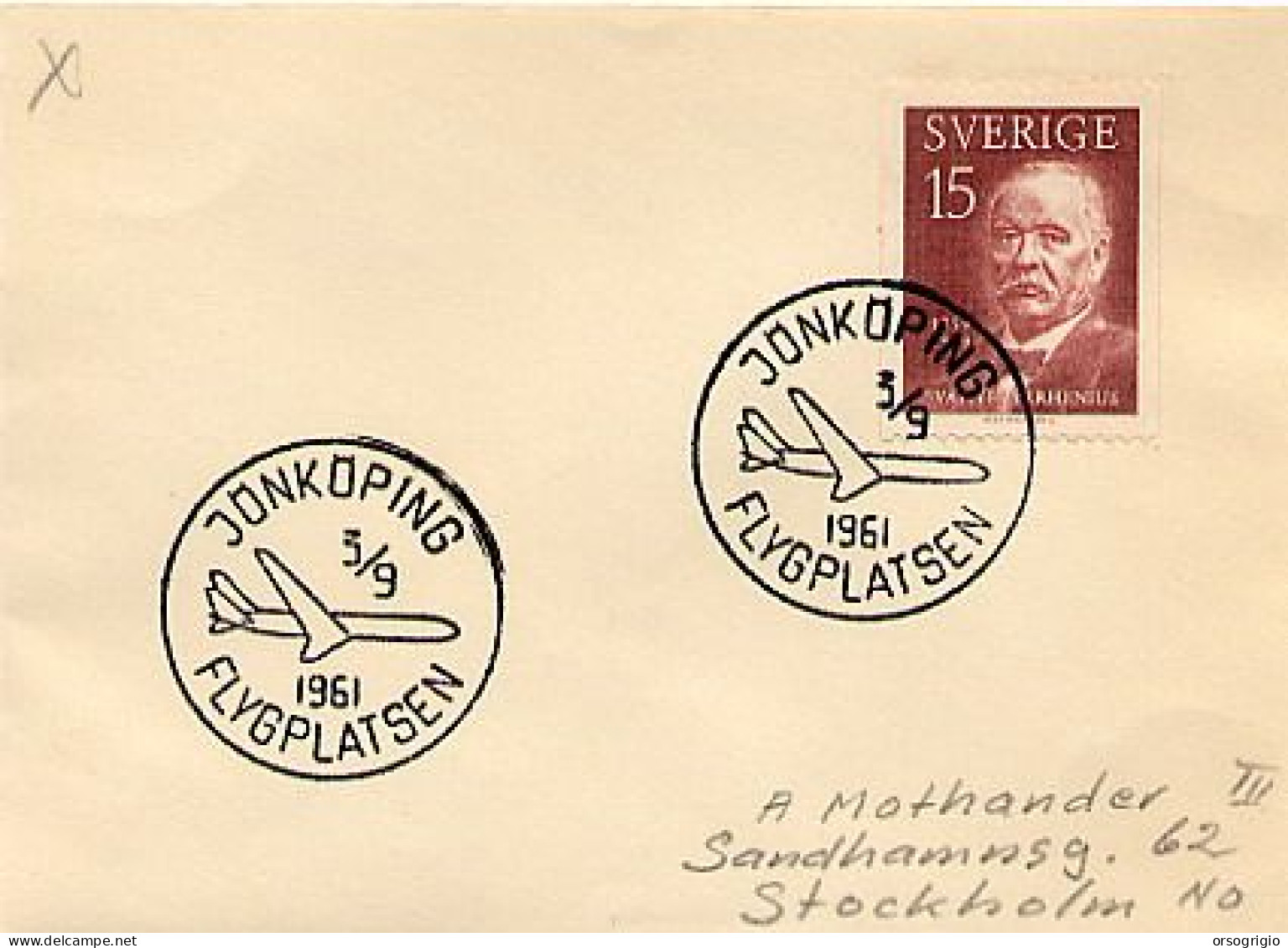 SVERIGE - FLYGPLATSEN  -  ORNSKOLOSVIK - SKELLEFTEA - JONKOPING - Storia Postale