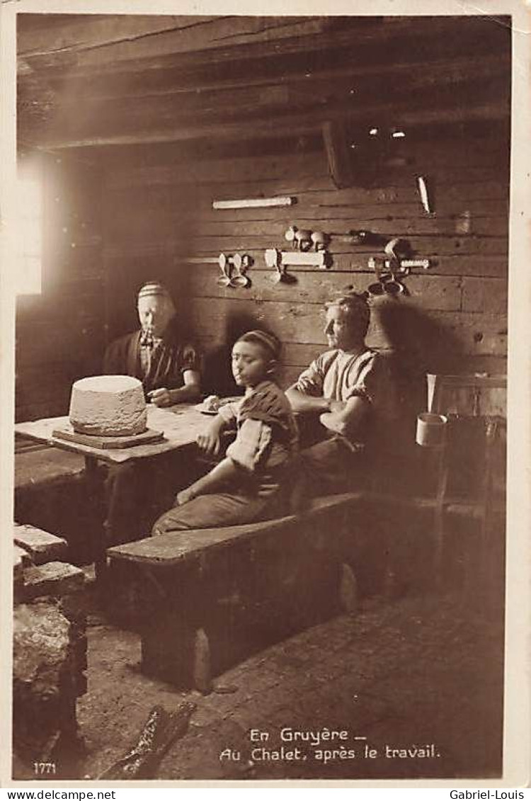 En Gruyère Au Chalet Après Le Travail 1933 Serac De Montagne Serré Fromage Cuillères à Crème Alpage Gruyères Rare - Gruyères