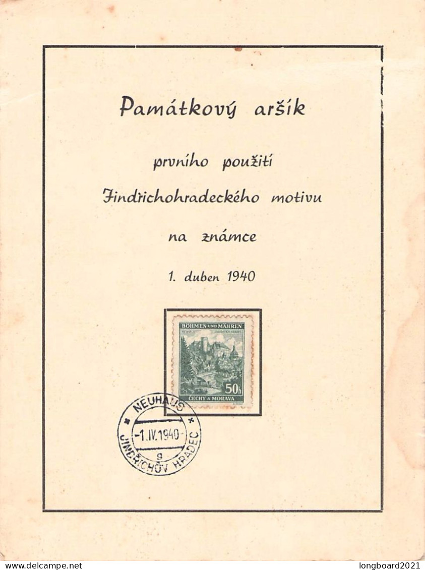 BÖHMEN U. MÄHREN - GEDENKBLATT 1.4.1940 NEUHAUS / *2074 - Brieven En Documenten