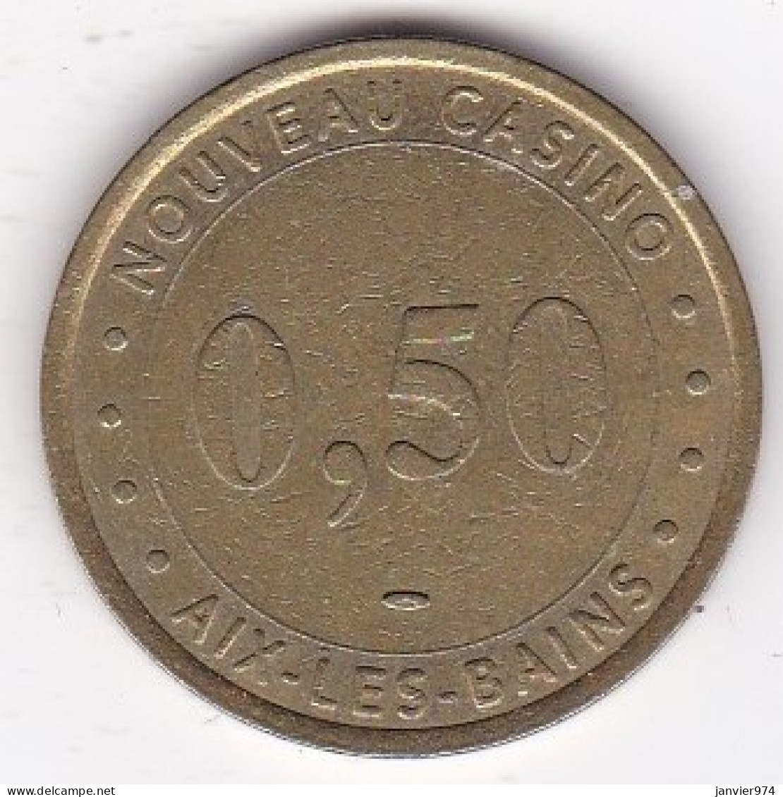 73 Savoie , Jeton En Laiton ,Nouveau Casino Aix-les-Bains, 0,50 Cents - Casino