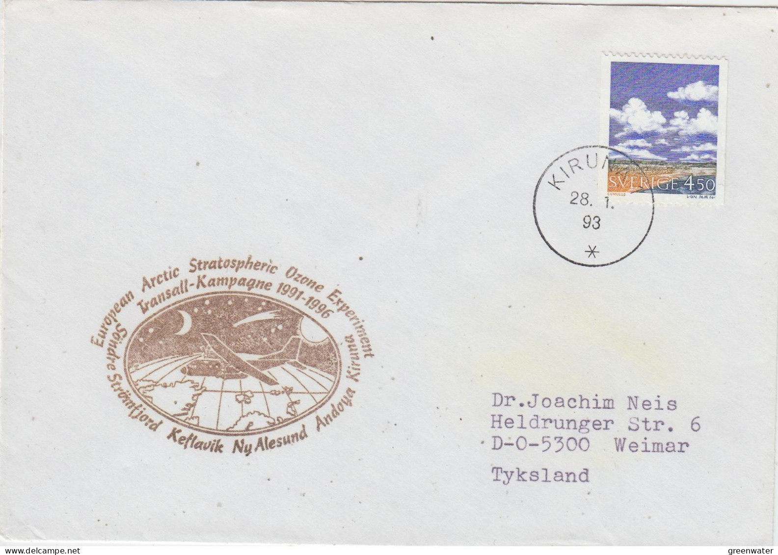 Sweden European Arctic Stratospheric Ozone Experiment Ca Kiruna 28.01.1993 (NG176) - Stations Scientifiques & Stations Dérivantes Arctiques