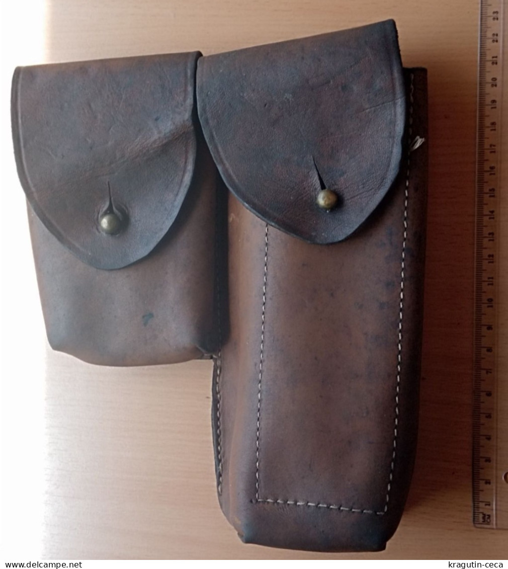 ARMY LEATHER AMMUNITION VINTAGE HOLSTER ERA AFTER WW2 AMMO POUCH CASE MAYBE Thompson HALFTER ETUI ARMEE - Equipement