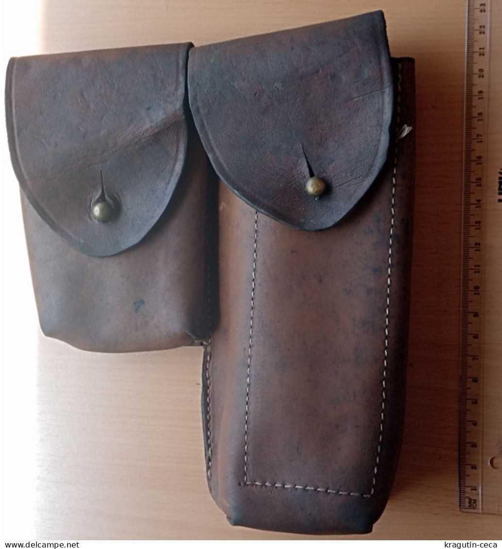 ARMY LEATHER AMMUNITION VINTAGE HOLSTER ERA AFTER WW2 AMMO POUCH CASE MAYBE Thompson HALFTER ETUI ARMEE - Equipement