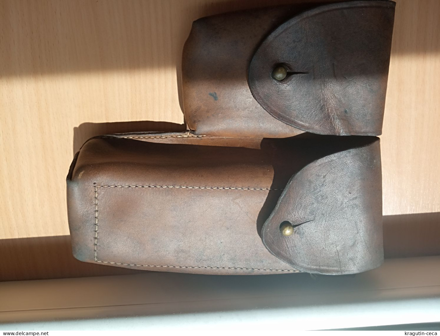 ARMY LEATHER AMMUNITION VINTAGE HOLSTER ERA AFTER WW2 AMMO POUCH CASE MAYBE Thompson HALFTER ETUI ARMEE