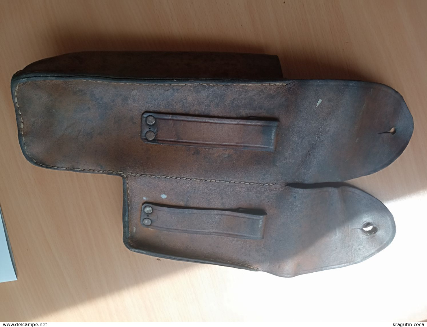 ARMY LEATHER AMMUNITION VINTAGE HOLSTER ERA AFTER WW2 AMMO POUCH CASE MAYBE Thompson HALFTER ETUI ARMEE