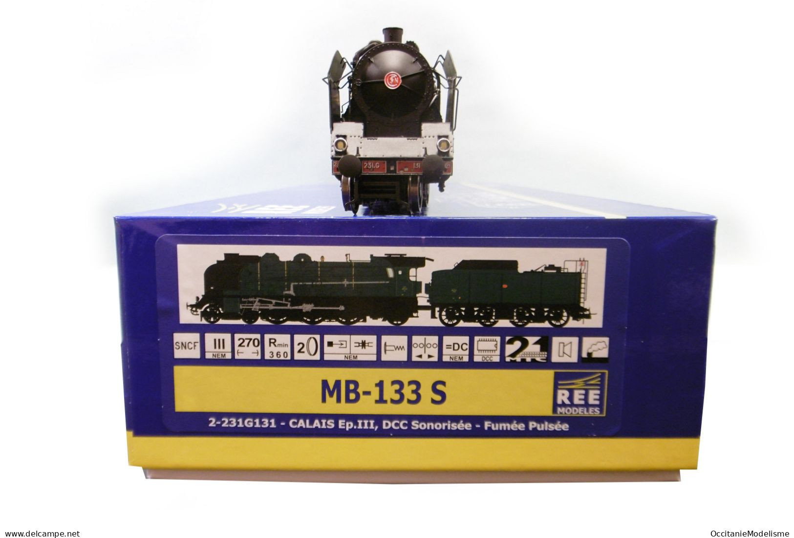 REE - Locomotive vapeur PACIFIC 231 G 131 Calais ép. III DCC Sound réf. MB-133 S Neuf NBO HO 1/87