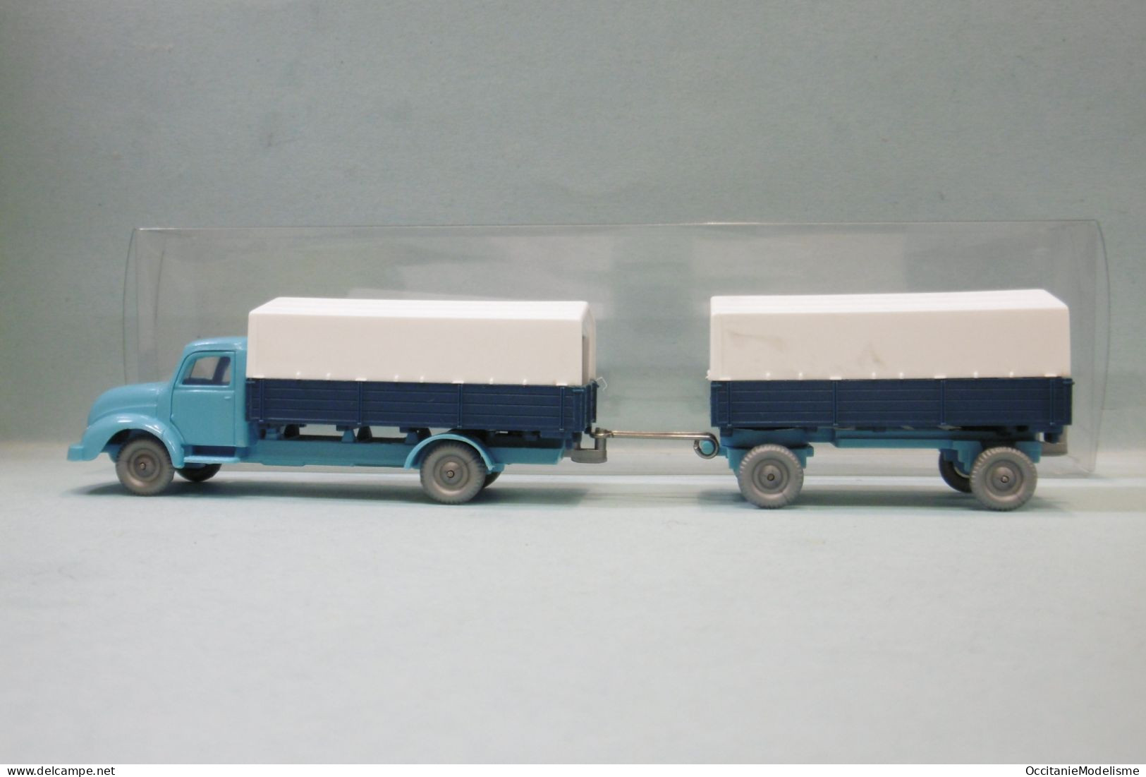 IMU - Camion MAGIRUS 3500 + Remorque Bleu Bâches Blanc HO 1/87 - Véhicules Routiers