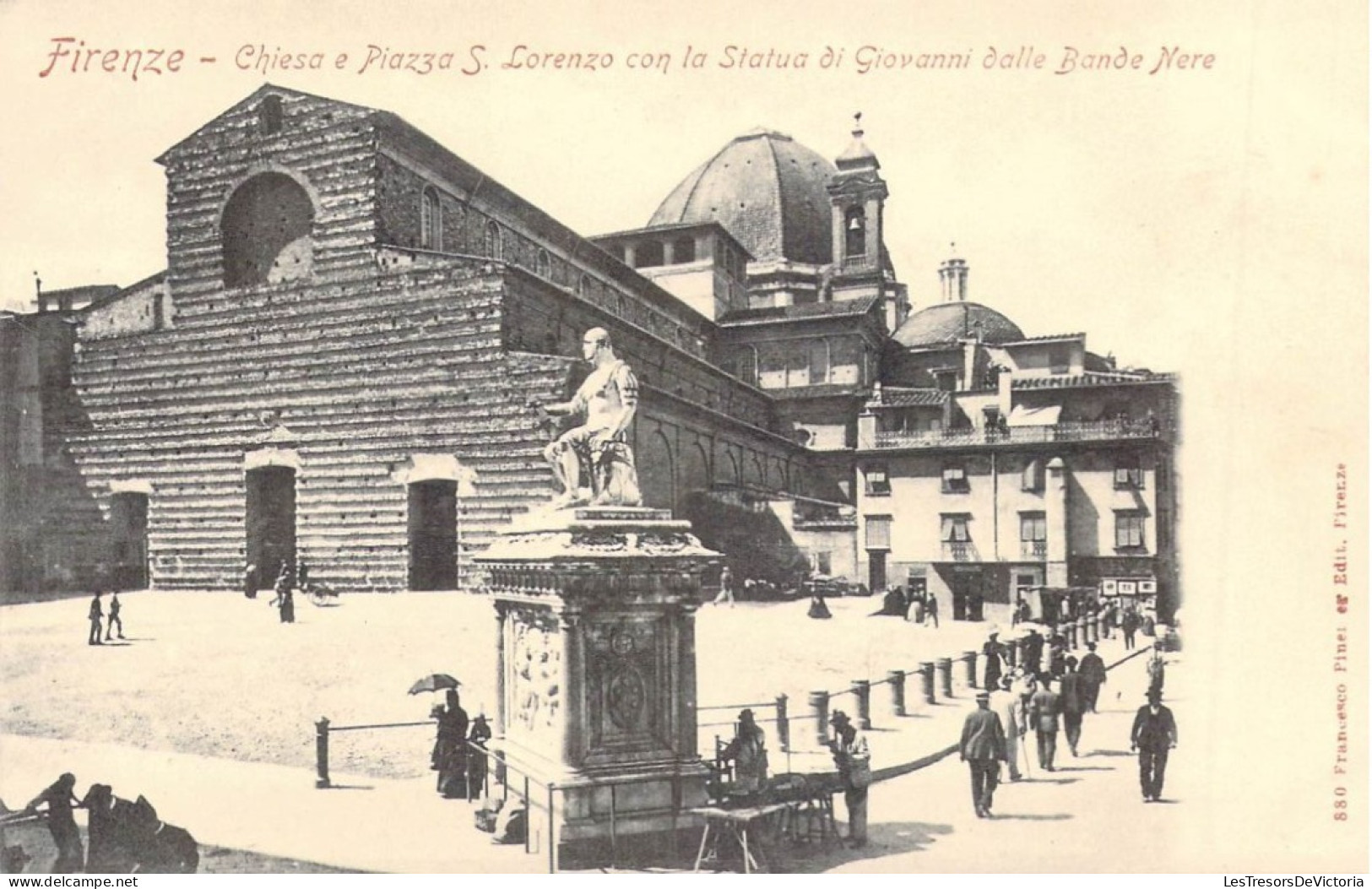 ITALIE - FIRENZE - Chiesa E Piazza S Lorenzo Con La Statua Di Giovanni Dalle Bande Nere - Carte Postale Ancienne - Firenze